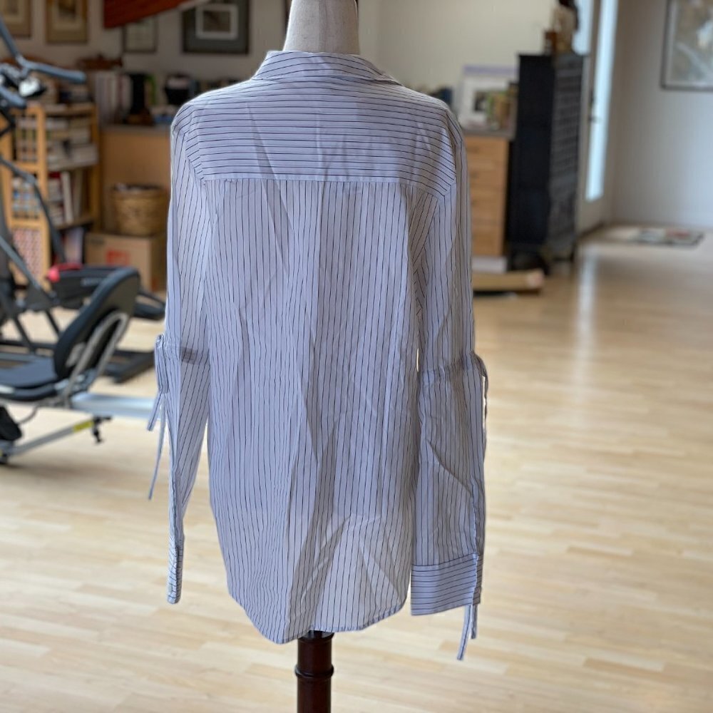MAX Studio Striped Button Up Blouse - Picture 4 of 8